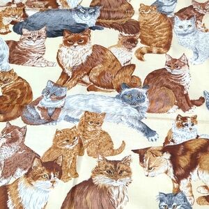 Cranston VIP Screen Print Cat Kitten Kitty Cotton Fabric 44" By .75 YD READ